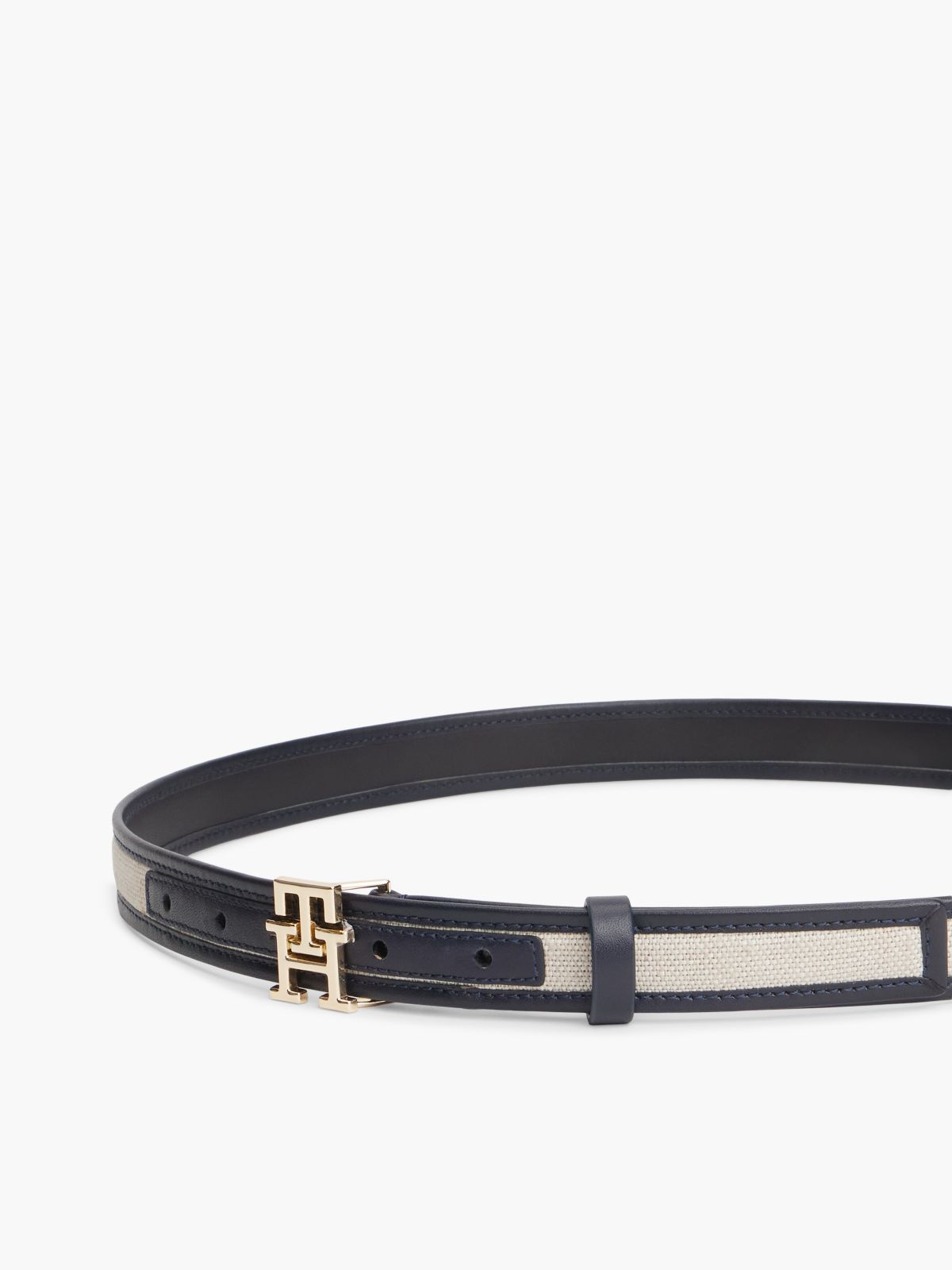 TH Monogram Canvas Leather Belt — Blue