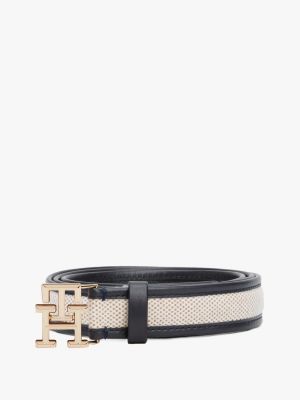 meerdere kleuren leren riem met th-monogram voor dames - tommy hilfiger