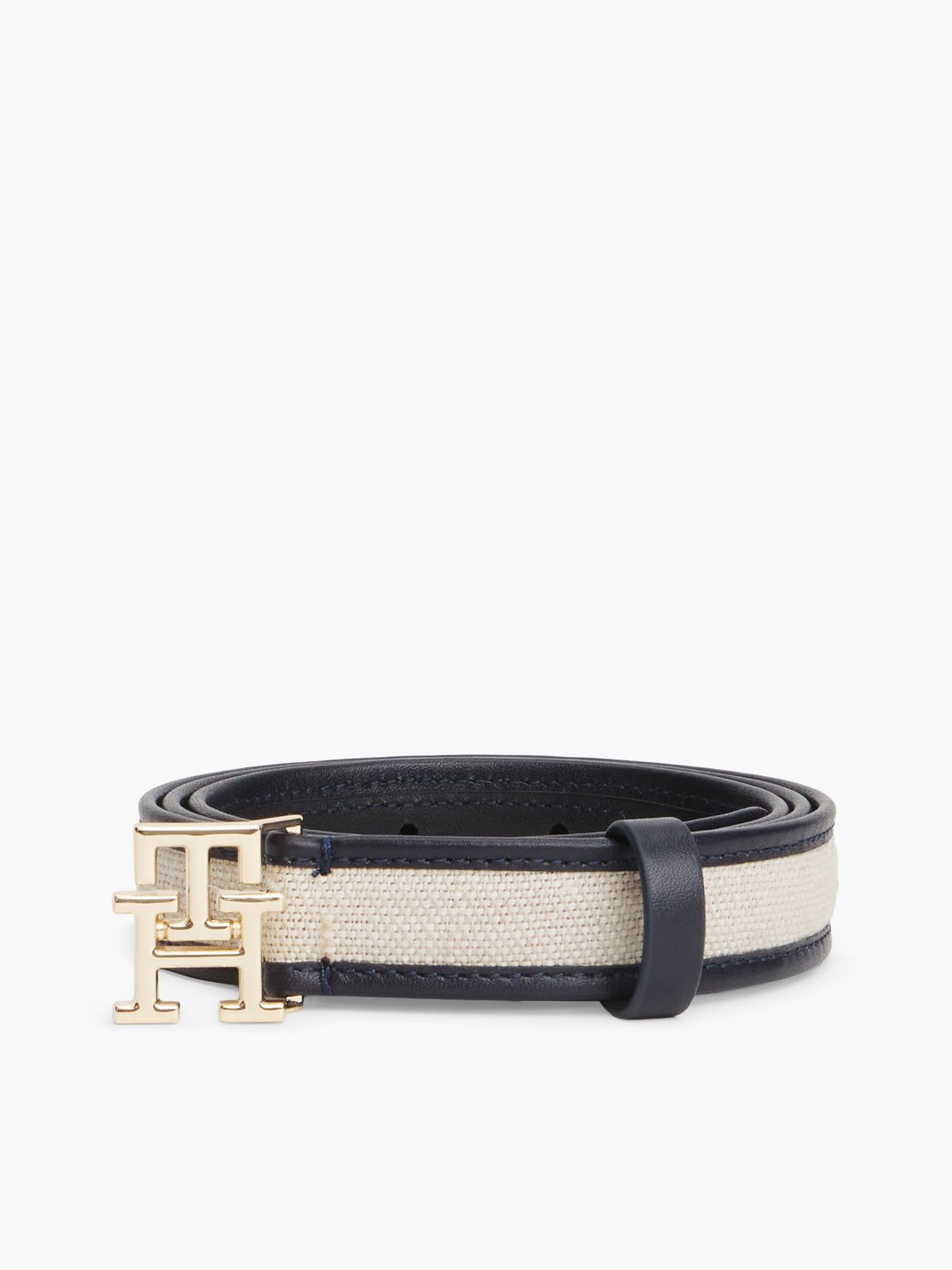 TH Monogram Canvas Leather Belt — Blue