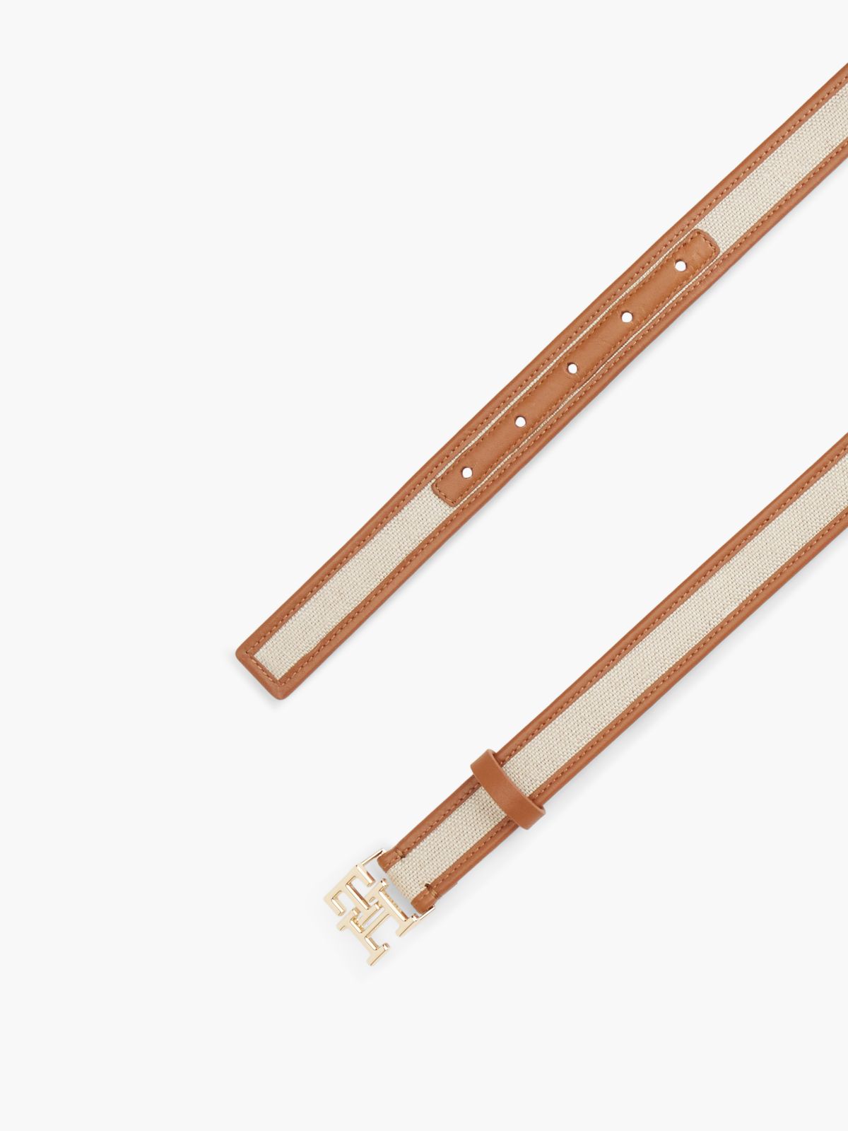 TH Monogram Canvas Leather Belt — Brown