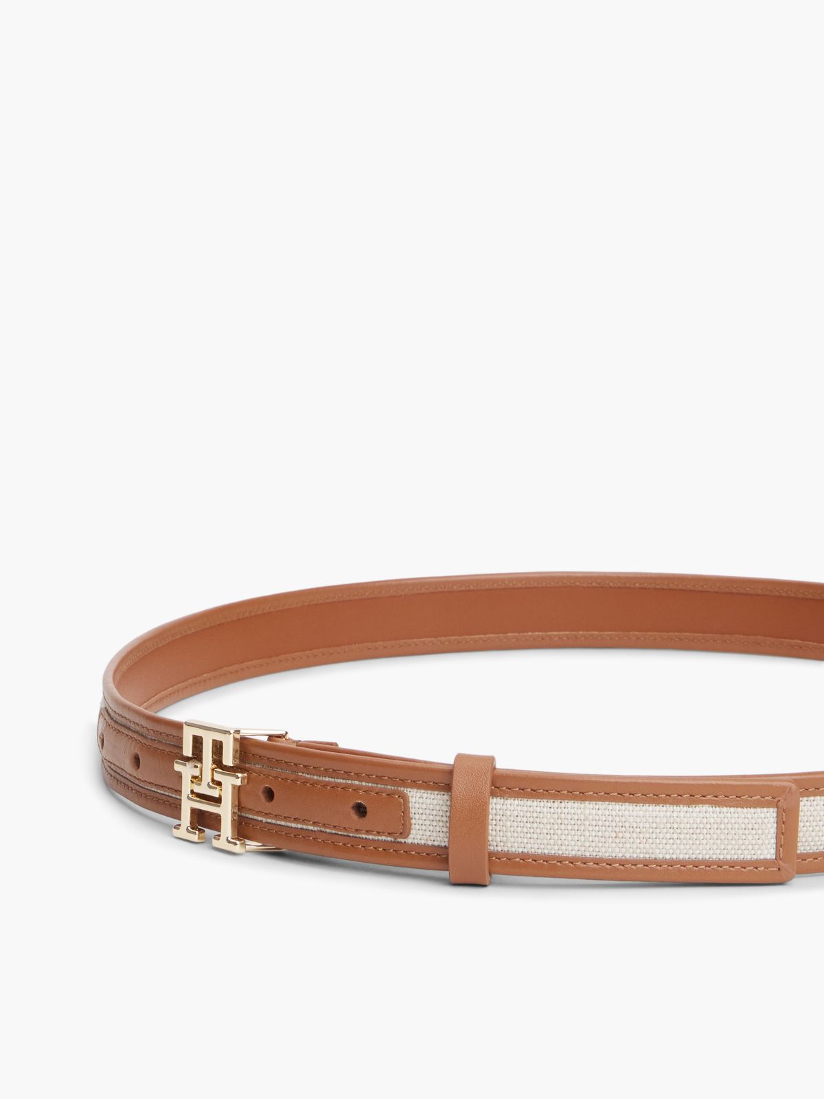 TH Monogram Canvas Leather Belt — Brown