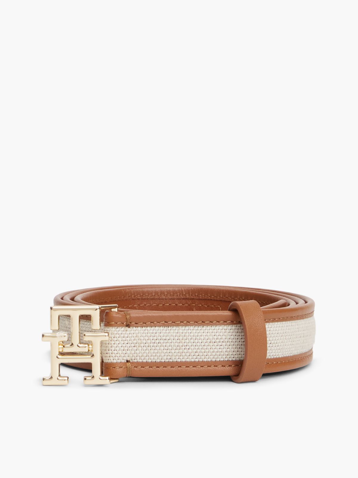 TH Monogram Canvas Leather Belt — Brown