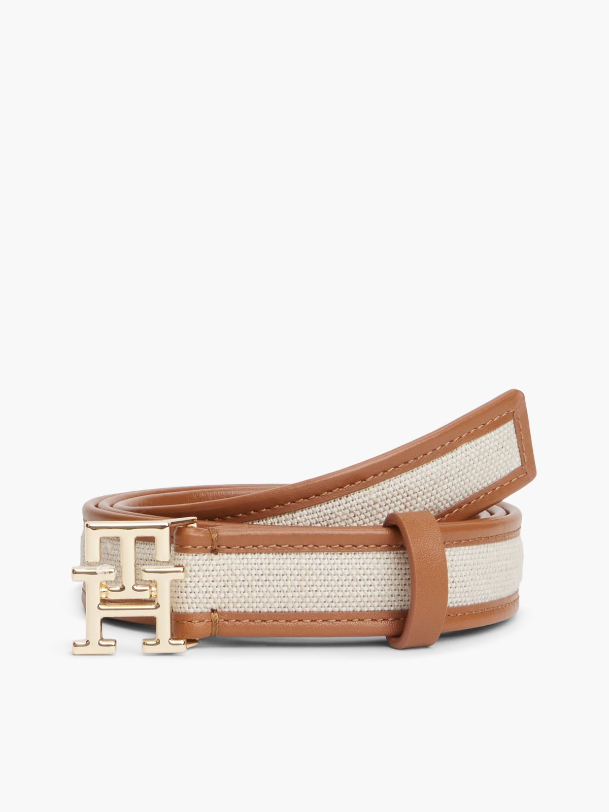 TH Monogram Canvas Leather Belt — Brown