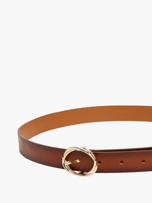 brown chic oval buckle ombré leather belt for women tommy hilfiger