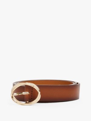 brown chic oval buckle ombré leather belt for women tommy hilfiger