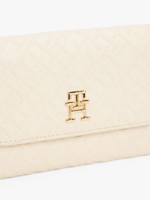 portafogli trifold con monogramma th bianco da donne tommy hilfiger