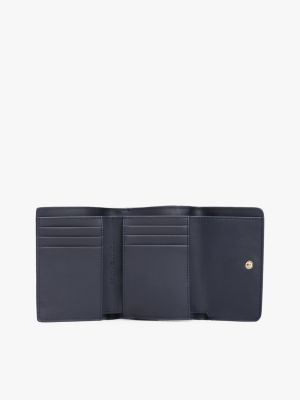 blau trifold-geldbörse mit th-monogramm für damen - tommy hilfiger