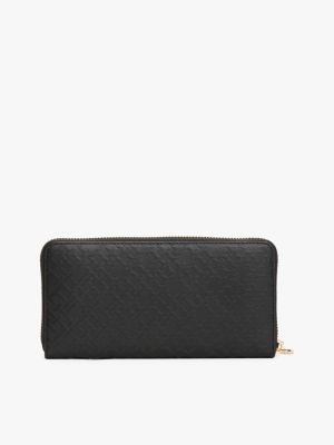 black th monogram zip-around wallet for women tommy hilfiger