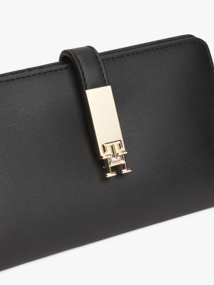 portefeuille heritage à monogramme th noir pour femmes tommy hilfiger