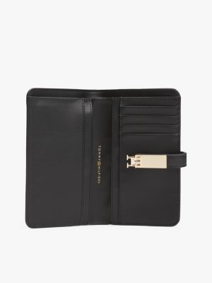 schwarz heritage bifold-geldbörse mit th-monogramm für damen - tommy hilfiger