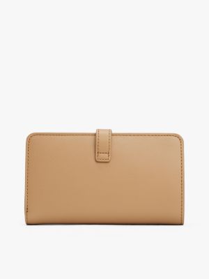 beige heritage bifold-geldbörse mit th-monogramm für damen - tommy hilfiger