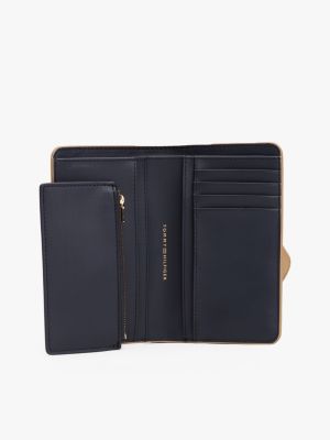 beige heritage bifold-geldbörse mit th-monogramm für damen - tommy hilfiger