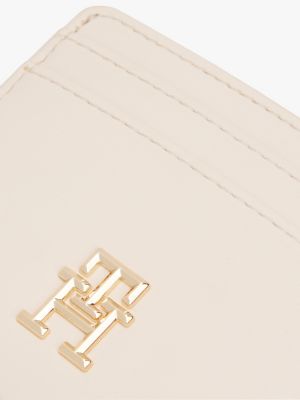 porta carte di credito con monogramma th bianco da donne tommy hilfiger