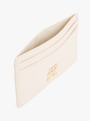 porta carte di credito con monogramma th bianco da donne tommy hilfiger