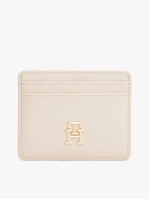 porta carte di credito con monogramma th bianco da donne tommy hilfiger