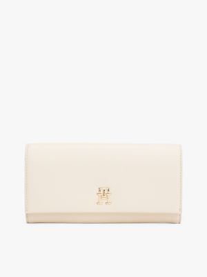 portefeuille à rabat beige pour femmes tommy hilfiger