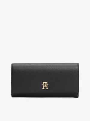 cartera con cierre de solapa black de mujeres tommy hilfiger