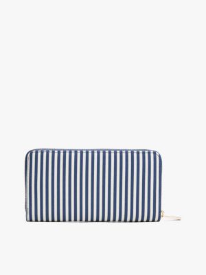 multi stripe zip-around wallet for women tommy hilfiger