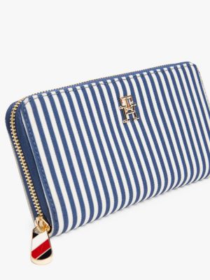 multi stripe zip-around wallet for women tommy hilfiger