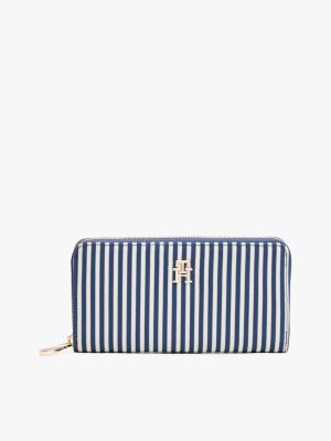 multi stripe zip-around wallet for women tommy hilfiger