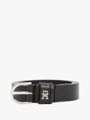 black essential leather belt for women tommy hilfiger