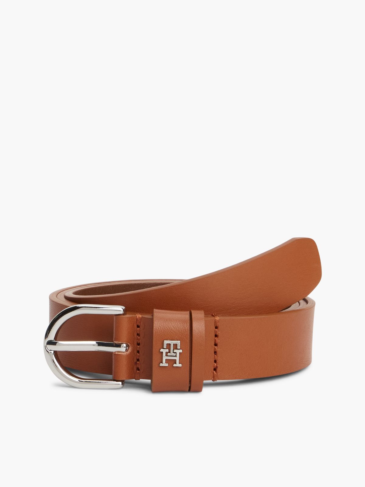 Essential TH Monogram Leather Belt — Brown