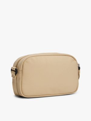 beige essential logo crossbody bag for women tommy jeans