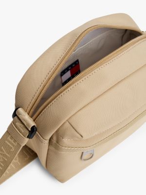 beige essential logo crossbody bag for women tommy jeans