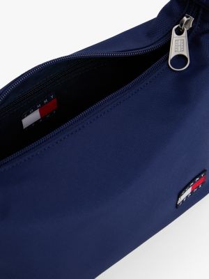 blue essential logo patch shoulder bag for women tommy jeans