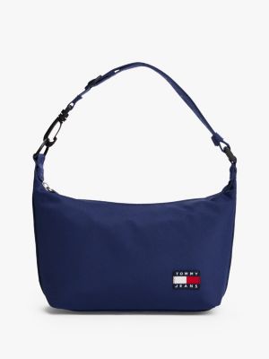 blue essential logo patch shoulder bag for women tommy jeans