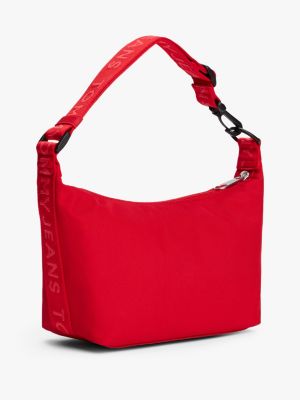 red essential logo patch shoulder bag for women tommy jeans