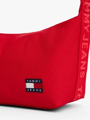 red essential logo patch shoulder bag for women tommy jeans