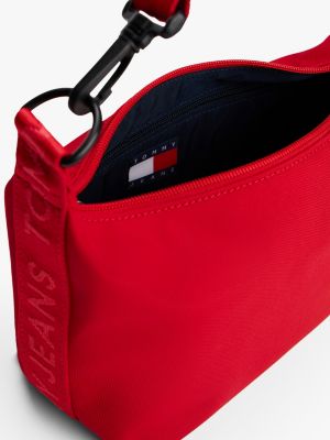 red essential logo patch shoulder bag for women tommy jeans