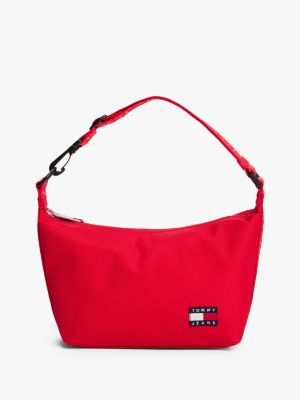 red essential logo patch shoulder bag for women tommy jeans