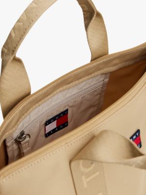 beige essential repeat logo crossbody tote bag for women tommy jeans