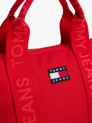 red essential repeat logo crossbody tote bag for women tommy jeans