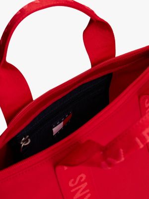 red essential repeat logo crossbody tote bag for women tommy jeans