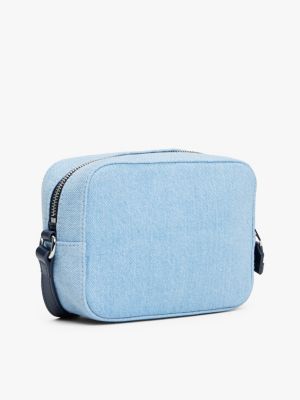 petit sac bandoulière essential en denim bleu pour femmes tommy jeans