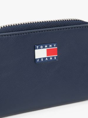 blue essential zip-around wallet for women tommy jeans