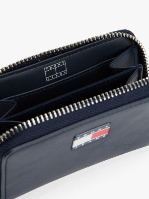 portefeuille essential zippé bleu pour femmes tommy jeans