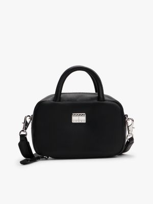 black torebka crossbody z plakietką z logo dla kobiety - tommy jeans