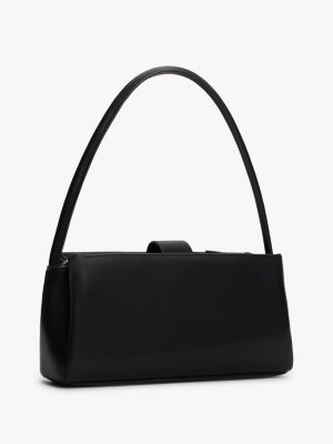 black logo plaque shoulder bag for women tommy jeans