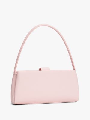 pink logo plaque shoulder bag for women tommy jeans