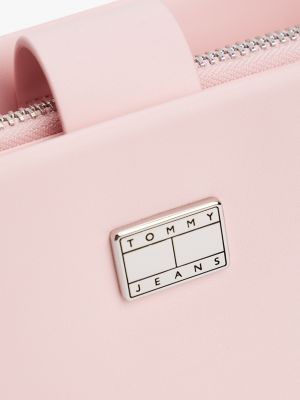 pink logo plaque shoulder bag for women tommy jeans