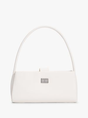 white logo plaque shoulder bag for women tommy jeans