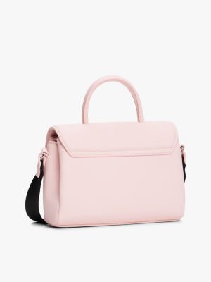 pink top handle flap crossbody bag for women tommy jeans