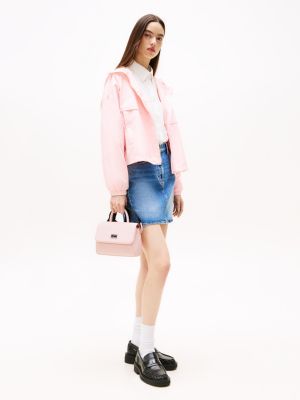 pink top handle flap crossbody bag for women tommy jeans