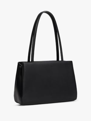 black logo plaque tote bag for women tommy jeans