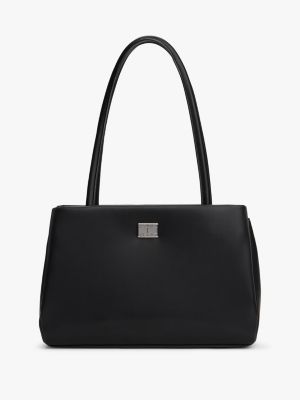 black logo plaque tote bag for women tommy jeans