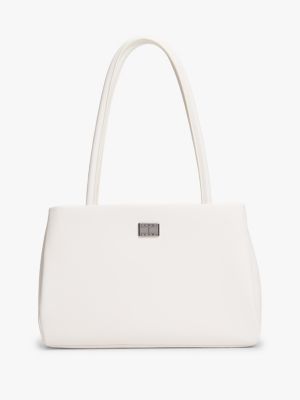 white logo plaque tote bag for women tommy jeans